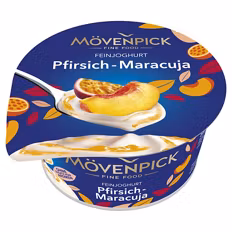 Verfügbar ab 04.09.2026 Kühlung Aktion MÖVENPICK Joghurt , Pfirsich-Maracuja 0,15 kg
