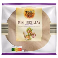 Verfügbar ab 04.09.2026 Aktion TESOROS DEL SUR Mini-Tortillas , Knoblauch 0,22 kg