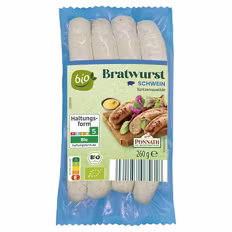 Bio-Bratwurstsortiment, Schwein 0,26 kg