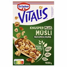 Verfügbar ab 04.09.2026 Aktion DR. OETKER Vitalis , Knusper Plus Nussmischung 1,05 kg