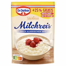 Verfügbar ab 04.09.2026 Aktion DR. OETKER Süße Mahlzeit, Milchreis nach klassischer Art 0,16 kg