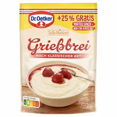Verfügbar ab 04.09.2026 Aktion DR. OETKER Süße Mahlzeit, Grießbrei nach klassischer Art 0,12 kg