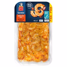 Verfügbar ab 04.09.2026 Kühlung Aktion GOLDEN SEAFOOD Garnelen Sortiment XXL , Knoblauch-Chili 0,4 kg