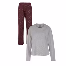 Damen Pyjama, Grau/Gepunktet, S 36/38