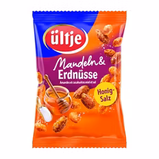 Verfügbar ab 04.09.2026 Aktion UELTJE Nuss Mix, Mandeln und Erdnüsse mit Honig und Salz 0,2 kg