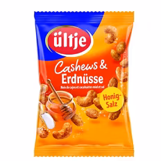 Verfügbar ab 04.09.2026 Aktion UELTJE Nuss Mix, Cashews und Erdnüsse mit Honig und Salz 0,2 kg