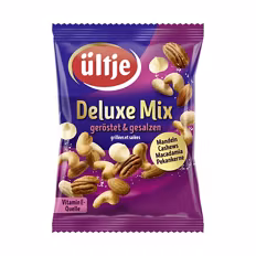 Verfügbar ab 04.09.2026 Aktion UELTJE Nuss Mix, Deluxe Mix geröstet und gesalzen 0,15 kg