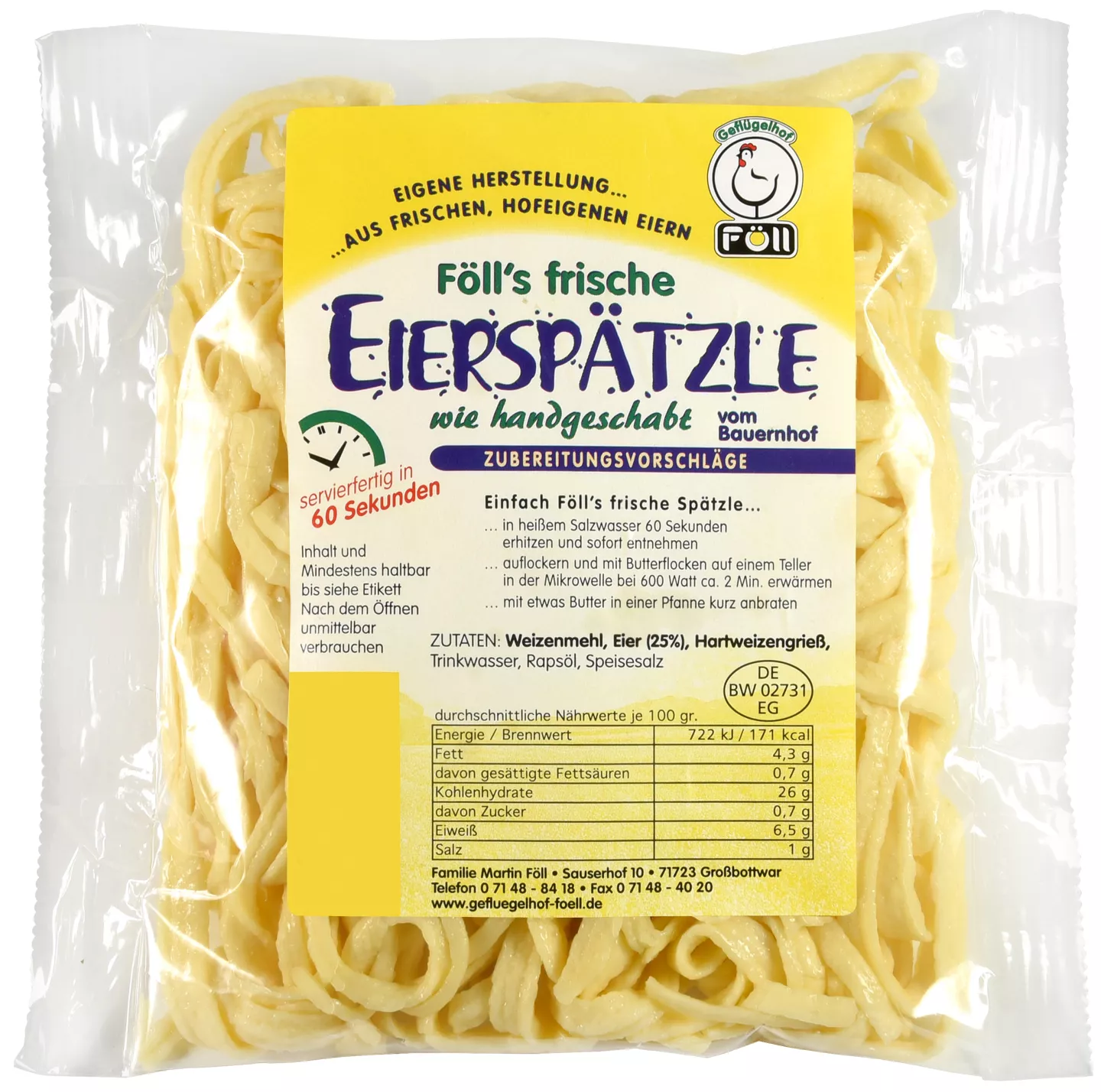 FÖLL'S Frische Eierspätzle