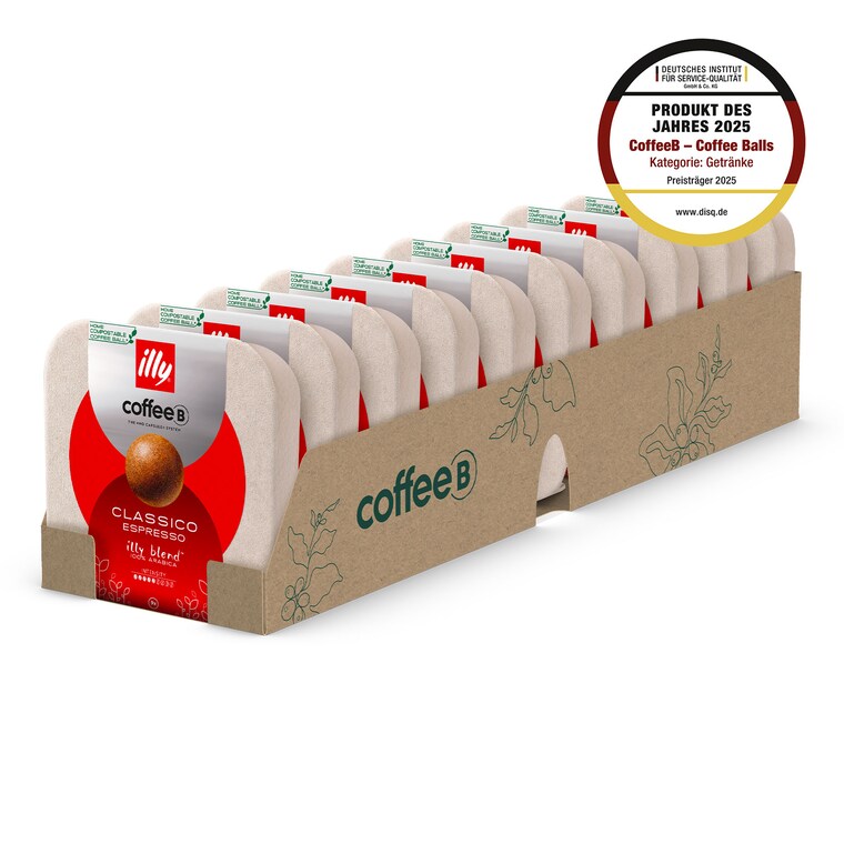 CoffeeB by illy Classico Espresso 9 Coffee Balls 55g, 10er Pack