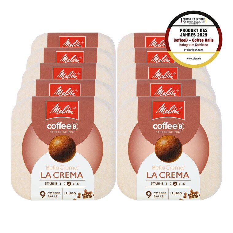 CoffeeB Melitta Bella Crema Lungo 9 Coffee Balls 51 g, 10er Pack