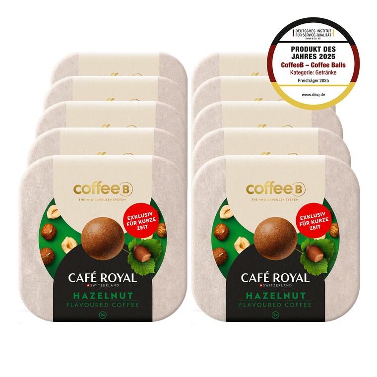 CoffeeB Hazelnut 9 Coffee Balls je 51g, 10er Pack