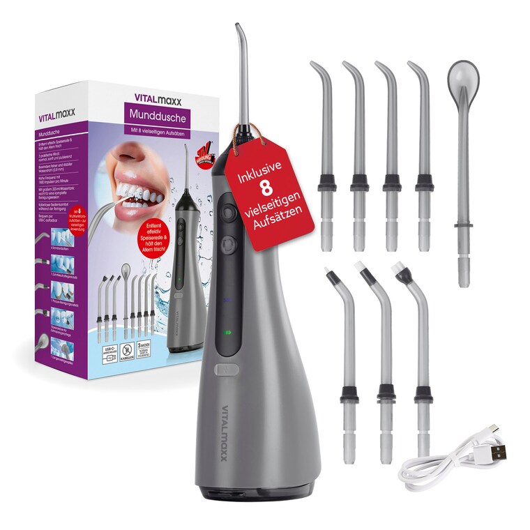 VITALmaxx Munddusche mit 8 Aufsätzen 3,7V