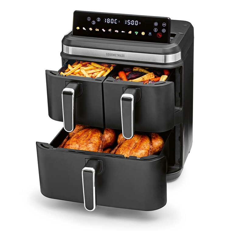 GOURMETmaxx Heißluft-Fritteuse 3000W -66% Sie Sparen 66 Prozent, UVP ~~ 299.99~~UVP : 299,99€**99.99***Aktueller Preis: 99,99€ Sternchen Fußnote, Details am Seitenende