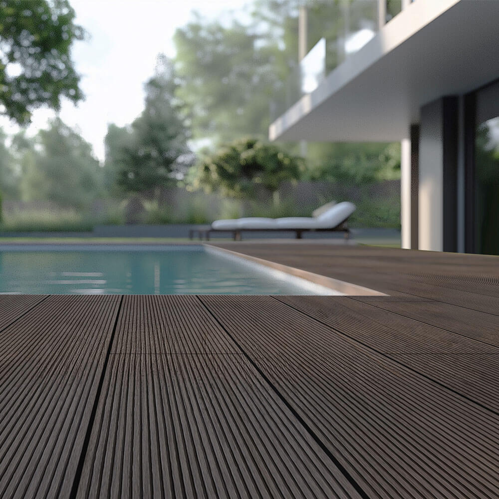 HOME DELUXE WPC Terrassendielen Komplettset (inkl. Unterkonstruktion) SAMANA - Dunkelbraun 2m²