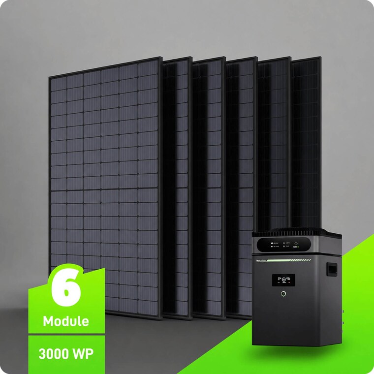 XXL Balkonkraftwerk Maxxicharge V2 3000Wp | 5 kWh | ohne Montagesystem -36% Sie Sparen 36 Prozent, UVP ~~ 3.201.97~~UVP : 3201,97€ab**2.023.–*** ab 2023,–€ Sternchen Fußnote, Details am Seitenende