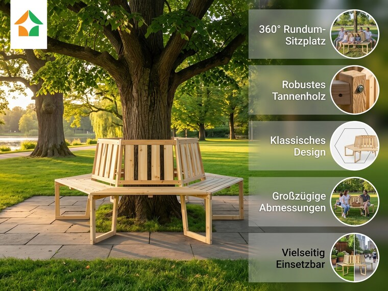 Baumbank 6-Eckig & 360°, ca. 205 x 178 x 90 cm aus Tannenholz -39% Sie Sparen 39 Prozent, UVP ~~ 249.–~~UVP : 249,–€ab**149.99*** ab 149,99€ Sternchen Fußnote, Details am Seitenende