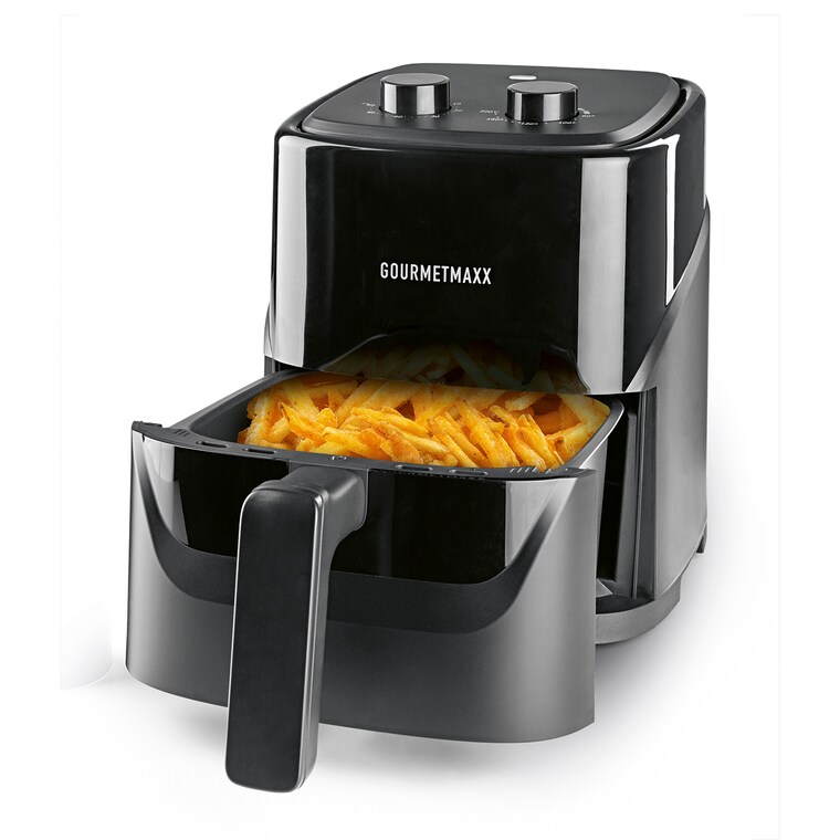 GOURMETmaxx Heißluft-Fritteuse 1300W schwarz -52% Sie Sparen 52 Prozent, UVP ~~ 69.99~~UVP : 69,99€**33.33***Aktueller Preis: 33,33€ Sternchen Fußnote, Details am Seitenende