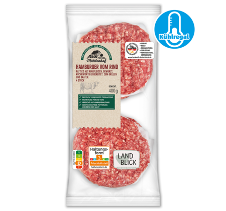 MÜHLENHOF Frische Hamburger Patties vom Rind