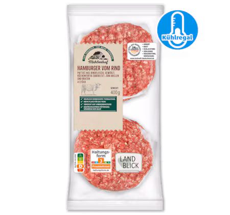 MÜHLENHOF Frische Hamburger Patties vom Rind