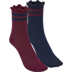 IDEENWELT - Damen-Ripp-Socken dunkelblau/bordeaux Gr. 35/38