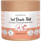 puremetics - 3in1 Dusch-Fluff Mandelmilch mit Zuckerpeeling