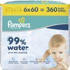 Pampers - Feuchttücher 99% Water (6x60 Stück)